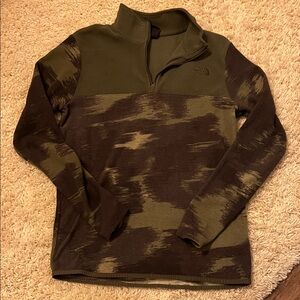 The North Face Olive and Brown Quarter-Zip Sweatshirt